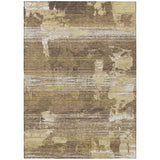 3' X 5' Brown And Khaki Abstract Washable Indoor Outdoor Area Rug