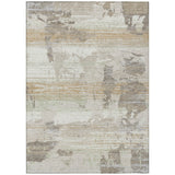 3' X 5' Ivory And Linen Abstract Washable Indoor Outdoor Area Rug