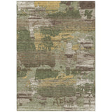 5' X 8' Olive Green And Green Abstract Washable Indoor Outdoor Area Rug