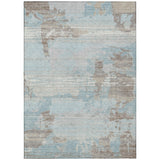 3' X 5' Sky Blue And Blue Abstract Washable Indoor Outdoor Area Rug