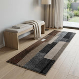 2' X 5' Brown And Red Abstract Area Rug