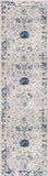 6' Blue And Cream Abstract Runner Rug