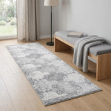 6' Gray And Beige Abstract Runner Rug