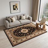 5' X 7' Black And Beige Abstract Area Rug