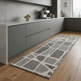 8' Gray And Cream Abstract Area Rug