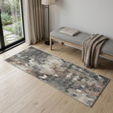 6' Gray And Beige Abstract Runner Rug