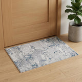 2' X 4' Blue And Cream Abstract Area Rug