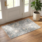 2' X 4' Blue And Gray Abstract Area Rug