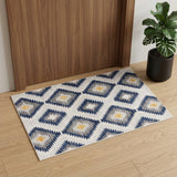 3' X 5' Blue And Gray Abstract Area Rug