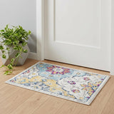 2' X 3' Orange And Blue Abstract Area Rug