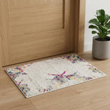 2' X 3' Cream And Blue Abstract Area Rug