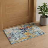 3' X 5' Gold Teal And Blue Abstract Area Rug