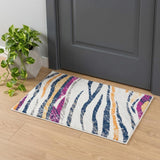 2' X 3' Blue And Gold Abstract Area Rug
