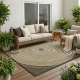 5' X 8' Chocolate And Ivory Geometric Washable Indoor Outdoor Area Rug