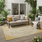 5' X 8' Gold And Ivory Geometric Washable Indoor Outdoor Area Rug