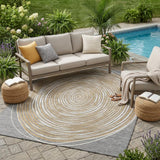 5' X 8' Gray And Ivory Geometric Washable Indoor Outdoor Area Rug
