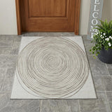 3' X 5' Ivory And Beige Geometric Washable Indoor Outdoor Area Rug