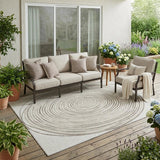 5' X 8' Ivory And Beige Geometric Washable Indoor Outdoor Area Rug