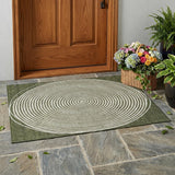 3' X 5' Olive Green And Ivory Geometric Washable Indoor Outdoor Area Rug