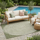 5' X 8' Olive Green And Ivory Geometric Washable Indoor Outdoor Area Rug