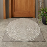 3' X 5' Taupe And Beige Geometric Washable Indoor Outdoor Area Rug