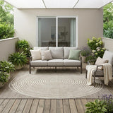5' X 8' Taupe And Beige Geometric Washable Indoor Outdoor Area Rug