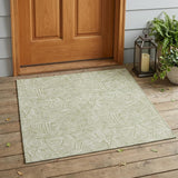 3' X 5' Green And Ivory Geometric Washable Indoor Outdoor Area Rug