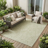5' X 8' Green And Ivory Geometric Washable Indoor Outdoor Area Rug