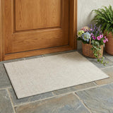 3' X 5' Beige And Ivory Geometric Washable Indoor Outdoor Area Rug