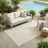 5' X 8' Beige And Ivory Geometric Washable Indoor Outdoor Area Rug