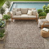 5' X 8' Chocolate And Ivory Geometric Washable Indoor Outdoor Area Rug