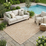 5' X 8' Copper And Ivory Geometric Washable Indoor Outdoor Area Rug