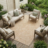 8' X 10' Copper And Ivory Geometric Washable Indoor Outdoor Area Rug