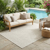5' X 8' Ivory And Silver Geometric Washable Indoor Outdoor Area Rug