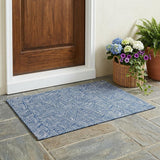 3' X 5' Navy Blue And Ivory Geometric Washable Indoor Outdoor Area Rug