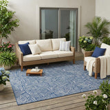 5' X 8' Navy Blue And Ivory Geometric Washable Indoor Outdoor Area Rug