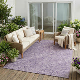 5' X 8' Purple And Beige Geometric Washable Indoor Outdoor Area Rug