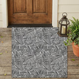3' X 5' White And Beige Geometric Washable Indoor Outdoor Area Rug