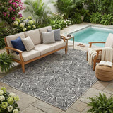 5' X 8' White And Beige Geometric Washable Indoor Outdoor Area Rug