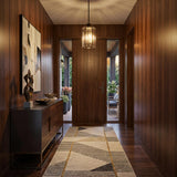 Ash Gray Crystal and Metal Mercury Glass Flush Chandelier With Gold Shades