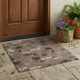3' X 5' Brown And Ivory Botanical Leaves Washable Indoor Outdoor Area Rug