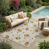5' X 8' Beige And Ivory Geometric Washable Indoor Outdoor Area Rug
