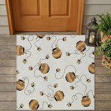 3' X 5' Ivory And Beige Geometric Washable Indoor Outdoor Area Rug