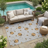 5' X 8' Silver And Beige Geometric Washable Indoor Outdoor Area Rug