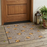 3' X 5' Taupe And Beige Geometric Washable Indoor Outdoor Area Rug