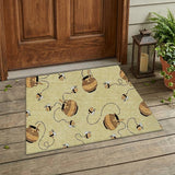3' X 5' Wheat And Ivory Geometric Washable Indoor Outdoor Area Rug