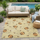 5' X 8' Wheat And Ivory Geometric Washable Indoor Outdoor Area Rug