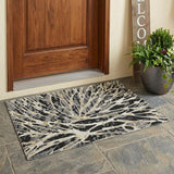 3' X 5' Black And Ivory Abstract Washable Indoor Outdoor Area Rug