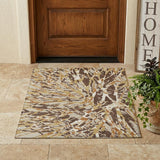 3' X 5' Chocolate And Ivory Abstract Washable Indoor Outdoor Area Rug
