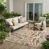 5' X 8' Chocolate And Ivory Abstract Washable Indoor Outdoor Area Rug